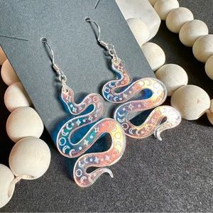 Snake Earrings celestial Holographic Acrylic Dangles Dangle moon phase